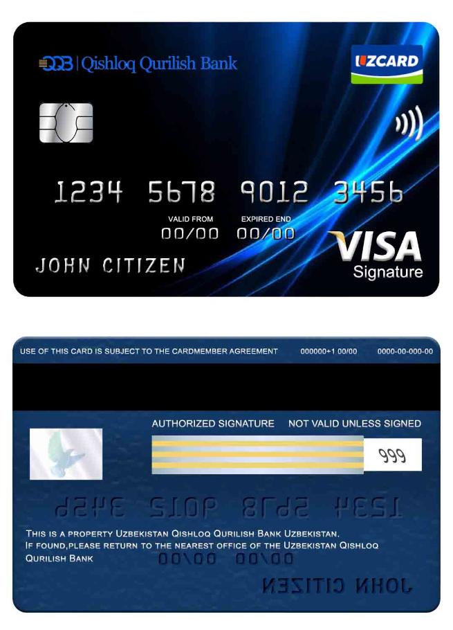 Uzbekistan Qishloq Qurilish Bank visa signature card